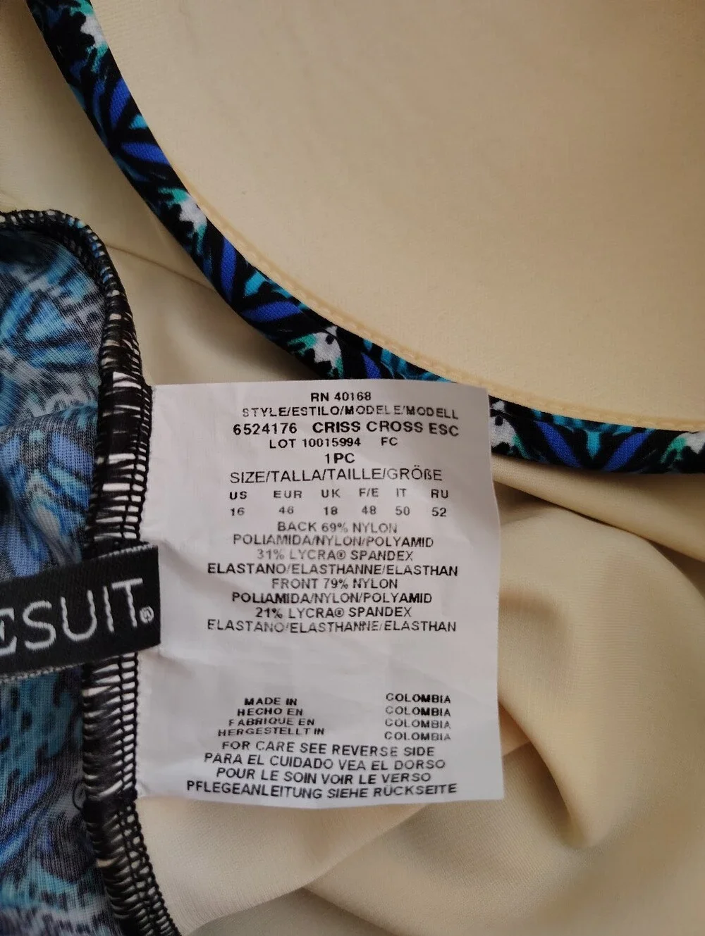 MiracleSuit Women' NWT One Piece Criss Cross Escape Swimsuit Size 16 Mosaic Blue